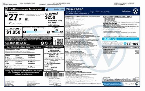 2025 Volkswagen Golf GTI 2.0T SE DSG