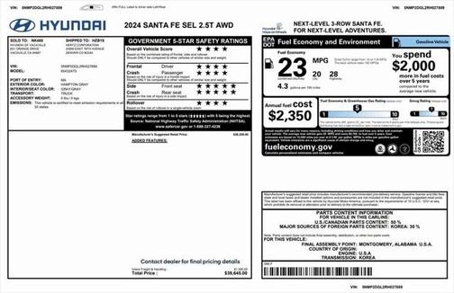 2024 Hyundai SANTA FE SEL 2.4