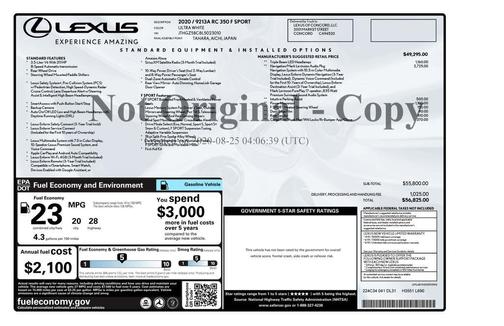 2020 Lexus RC 350 F Sport