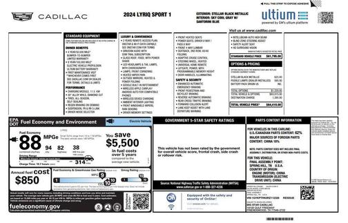 Stellar Black Metallic 2024 Cadillac LYRIQ Sport