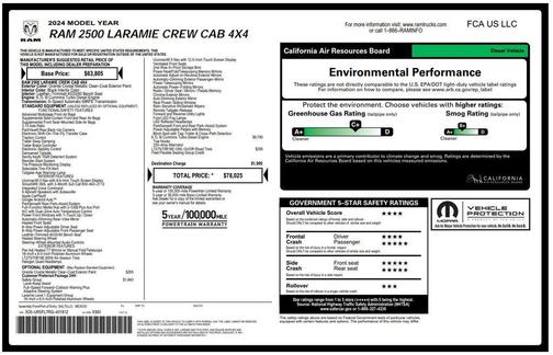 Granite Crystal Metallic Clearcoat 2024 RAM 2500 Laramie Crew Cab 4x4 6'4' Box