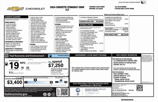 2024 Chevrolet Corvette Stingray w/1LT