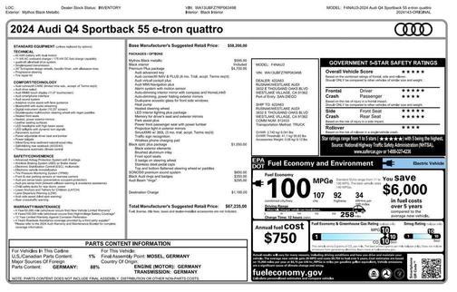 Mythos Black Metallic 2024 Audi Q4 e-tron Sportback Premium Plus 55 quattro