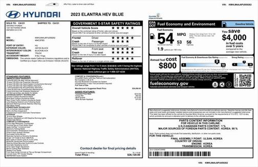 2023 Hyundai ELANTRA HEV Blue
