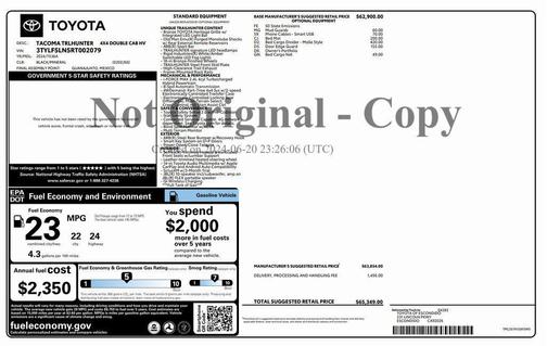 Black 2024 Toyota Tacoma Hybrid Trailhunter