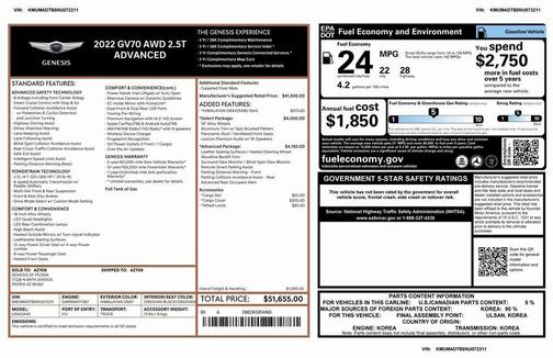 2022 Genesis GV70 2.5T AWD