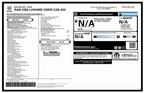 2020 RAM 2500 Laramie Crew Cab 4X4 6'4' Box