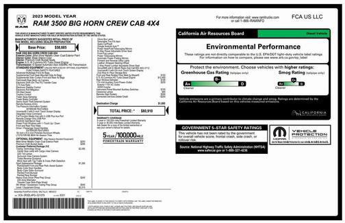 2023 RAM 3500 Big Horn Crew Cab 4x4 6'4' Box