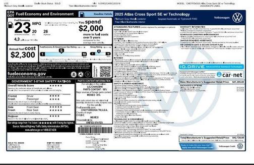 2025 Volkswagen Atlas Cross Sport 2.0T SE w/Technology