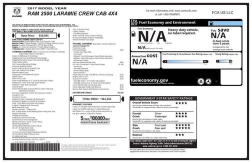 2017 RAM 2500 Laramie Crew Cab 4x4 6'4' Box