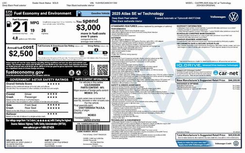 2025 Volkswagen Atlas 2.0T SE w/Technology 4MOTION