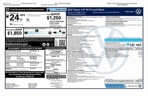 2023 Volkswagen Tiguan 2.0T SE R-Line Black 4MOTION