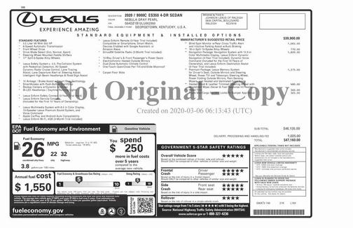 2020 Lexus ES 350 Base