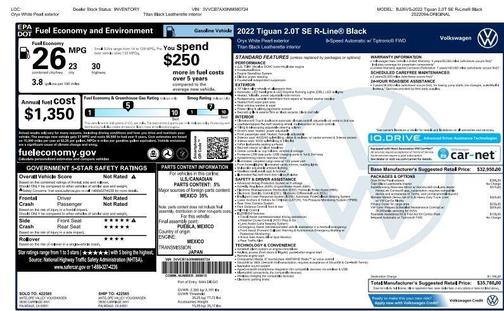 2022 Volkswagen Tiguan 2.0T SE R-Line Black