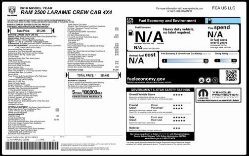 2018 RAM 2500 Laramie Crew Cab 4x4 6'4' Box