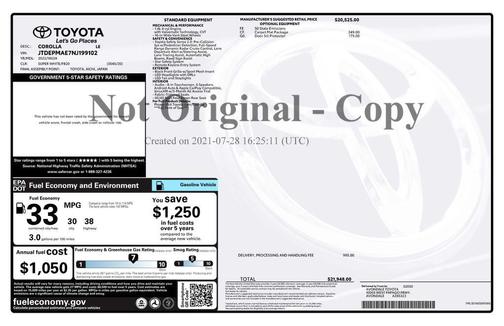 White 2022 Toyota Corolla LE