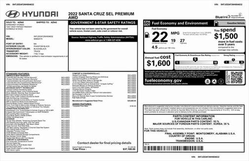 2022 Hyundai SANTA CRUZ SEL Premium