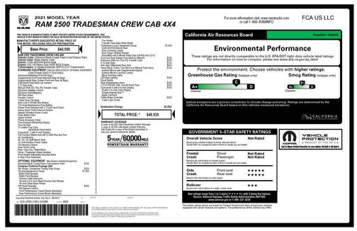 Diamond Black Crystal Pearlcoat 2021 RAM 2500 Tradesman Crew Cab 4x4 6'4' Box