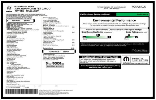 Bright White Clearcoat 2025 RAM ProMaster 2500 Tradesman