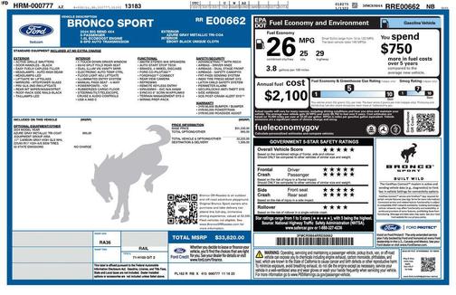 Azure Gray Metallic Tri-Coat 2024 Ford Bronco Sport Big Bend