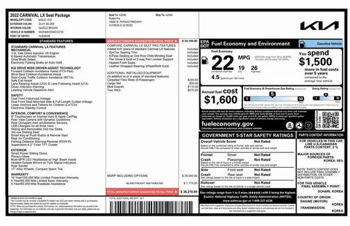 2022 Kia Carnival LXS
