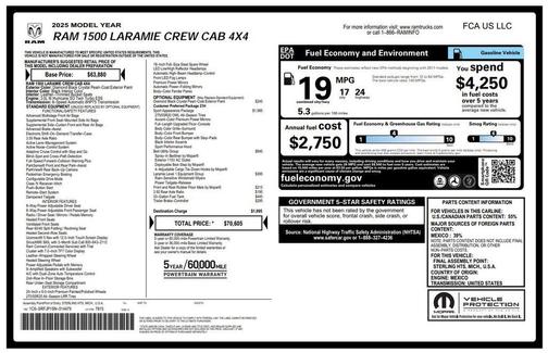 Diamond Black Crystal Pearlcoat 2025 RAM 1500 Laramie