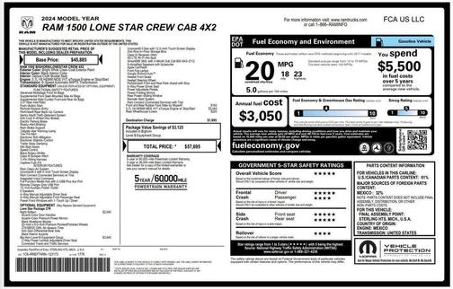 Bright White Clearcoat 2024 RAM 1500 Big Horn/Lone Star