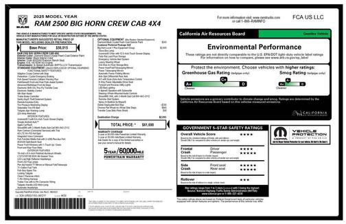 Diamond Black 2025 RAM 2500 Big Horn Crew Cab 4x4 6'4' Box
