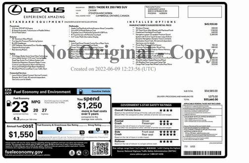 2022 Lexus RX 350 Base