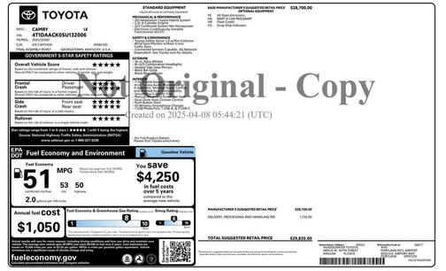 2025 Toyota Camry LE