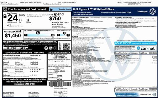 Pyrite Silver Metallic 2022 Volkswagen Tiguan 2.0T SE R-Line Black 4MOTION