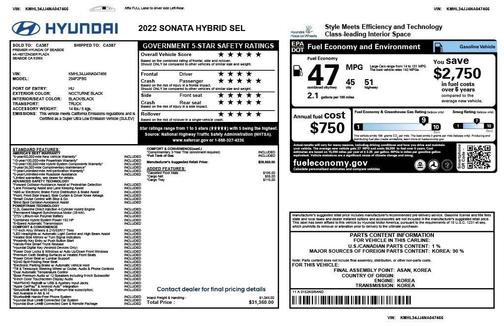 2022 Hyundai SONATA Hybrid SE