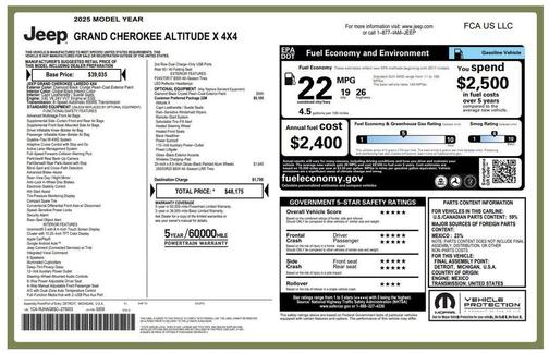 Diamond Black Crystal Pearlcoat 2025 Jeep Grand Cherokee Altitude
