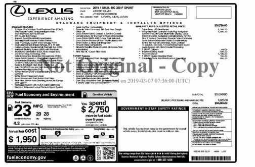 2019 Lexus RC 350 F Sport