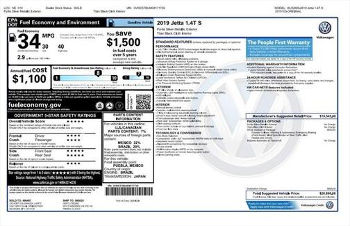 2019 Volkswagen Jetta 1.4T S