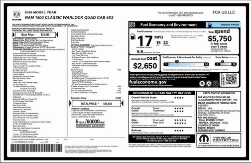 2020 RAM 1500 Classic Warlock Quad Cab 4x2 6'4' Box