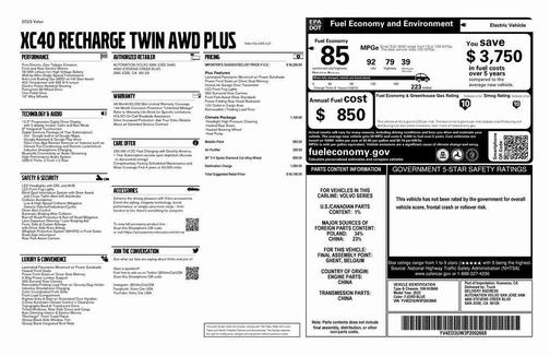 2023 Volvo XC40 Recharge Pure Electric Twin Plus