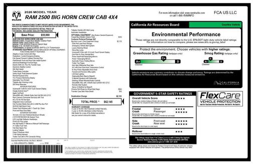 Blue Metallic 2026 RAM 2500 Big Horn Crew Cab 4x4 6'4' Box