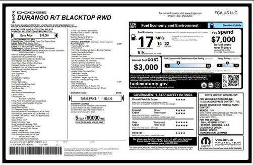 DB Black Clearcoat 2023 Dodge Durango R/T Plus RWD