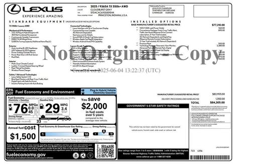 Cloudburst Gray 2025 Lexus TX 550h+ Luxury