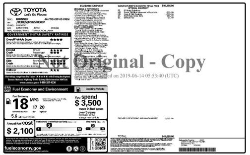 Super White 2019 Toyota 4Runner TRD Off Road Premium