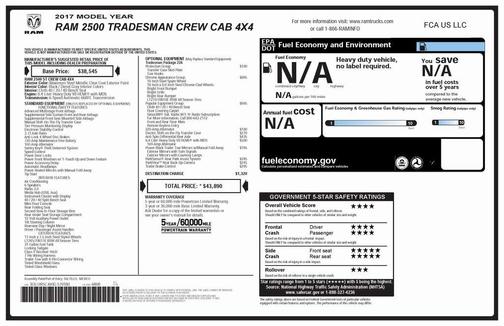 2017 RAM 2500 Tradesman Crew Cab 4x4 6'4' Box