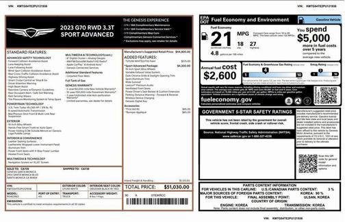 2023 Genesis G70 3.3T RWD