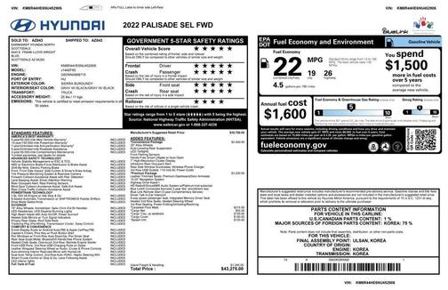 Sierra Burgundy 2022 Hyundai PALISADE SEL