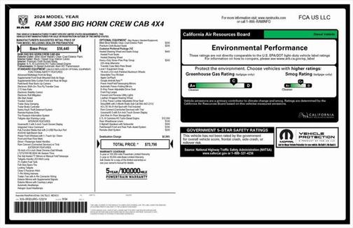 2024 RAM 3500 Big Horn Crew Cab 4x4 6'4' Box