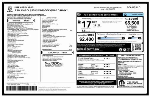 2022 RAM 1500 Classic Warlock Quad Cab 4x2 6'4' Box