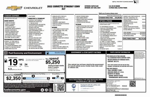 2022 Chevrolet Corvette Stingray w/2LT
