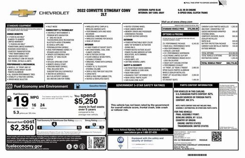 2022 Chevrolet Corvette Stingray w/2LT