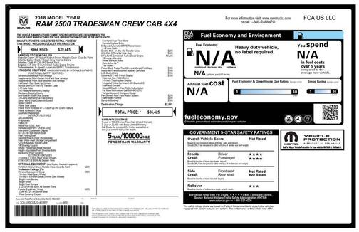 2018 RAM 2500 Tradesman Crew Cab 4x4 6'4' Box