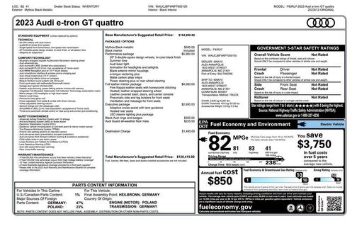 Mythos Black Metallic 2023 Audi e-tron GT Premium Plus quattro